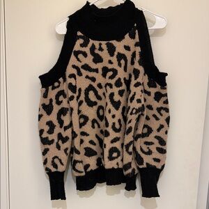 SHEIN Black and Tan Off-the-Shoulder Sweater